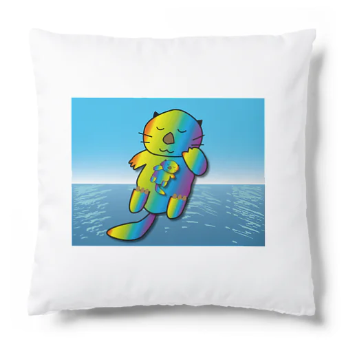 【レインボーカラー】おねんね海獺(ラッコ)親子 Cushion