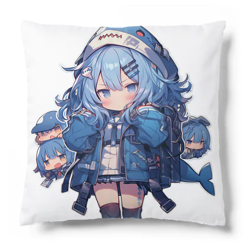 サメフードの美少女 Cushion