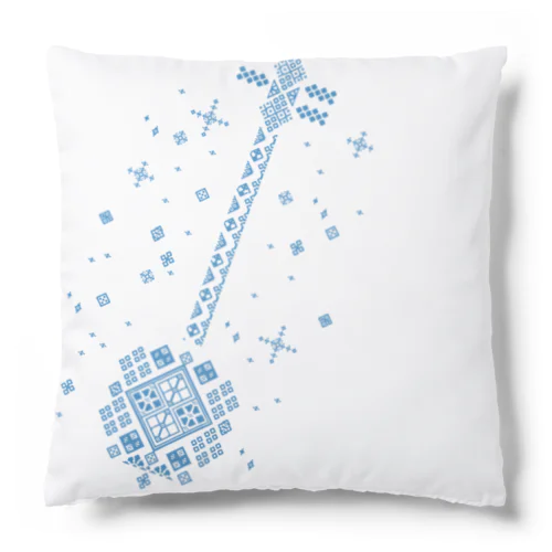 こぎん刺し三味線（青斜め） Cushion