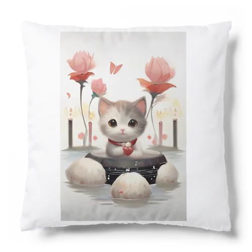 猫とお花 Cushion