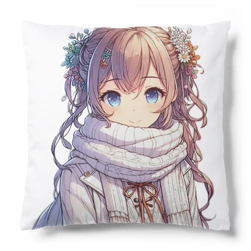 マフラー姿の女の子 Cushion