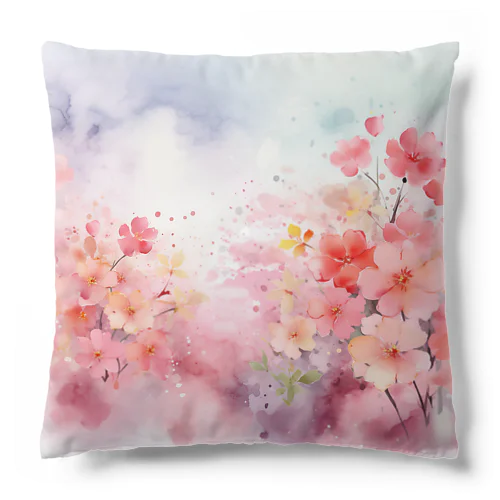 Colorful watercolor flower art 1 Cushion