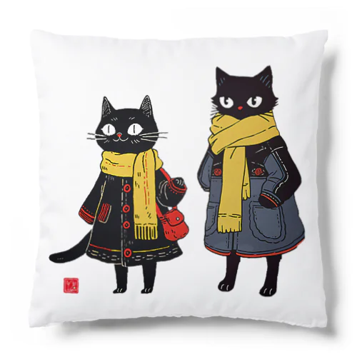 黒猫夫婦のお買い物 Cushion