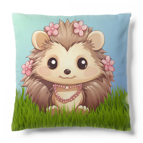 草の中に座っているハリネズミ Cushion