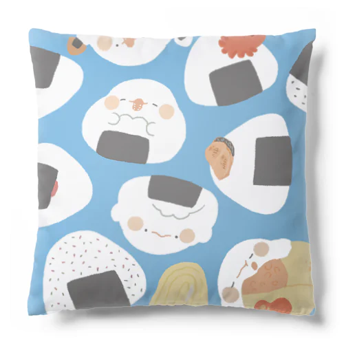 おにぎりとしろいるか(水色) Cushion