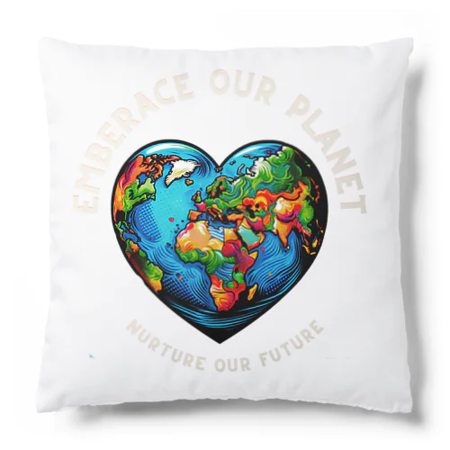 地球の日　Earth day 地球　ハート　ブルー Cushion