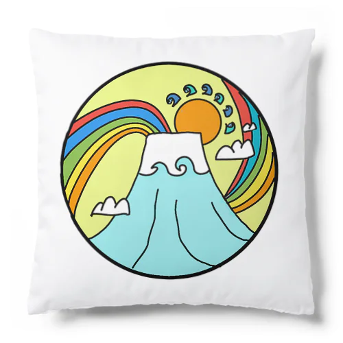 japan mount Fuji rainbow Cushion