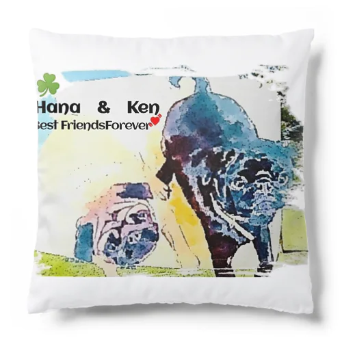 パグ犬　花ちゃん　ケンちゃん　癒しグッズ Cushion