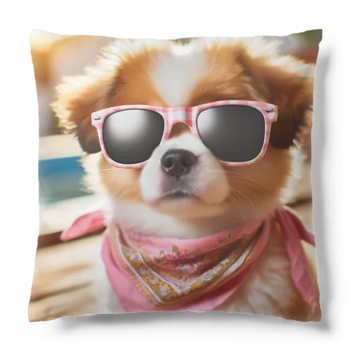 サングラスをかけた、かわいい犬 Marsa 106 Cushion