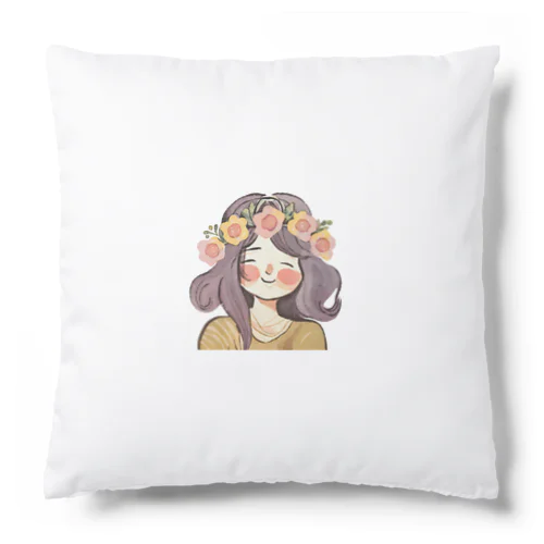 水彩画　花冠の少女 Cushion