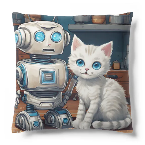 ロボットと虎縞白猫 Cushion