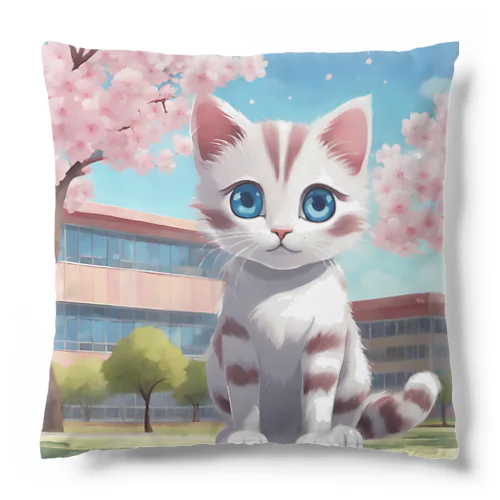 春と桜と虎縞白猫06 Cushion