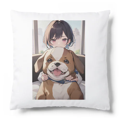 ぬいぐるみと女の子 Cushion