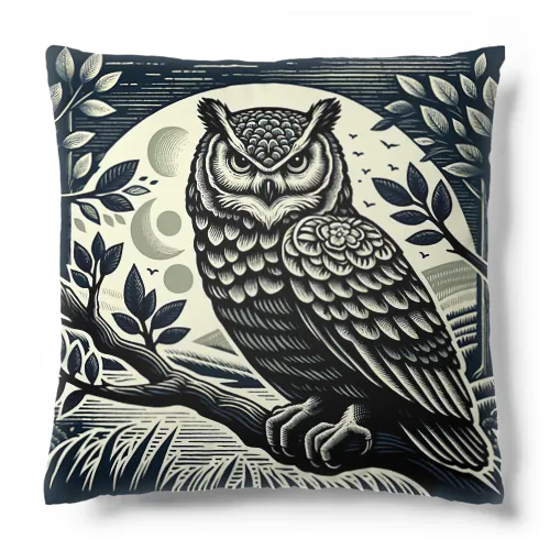 Owl gazing from a branch Cushion