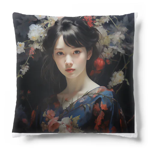 花柄模様の服を着た女性　なでしこ1478 Cushion