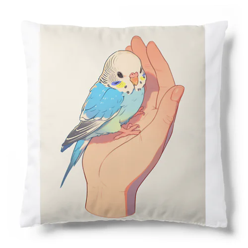 手のひらでおしゃべりセキセイインコの　BLUE PLUM  691 Cushion