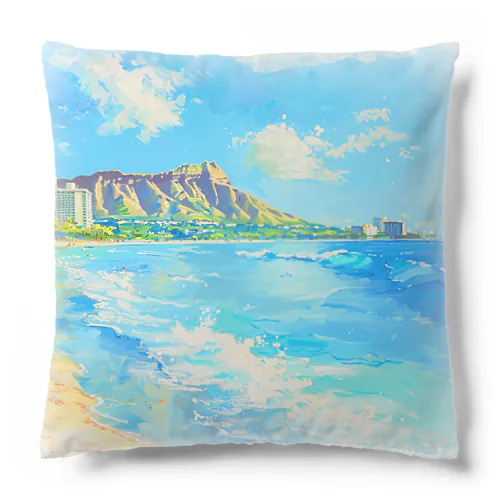 水彩画ワイキキビーチ Cushion