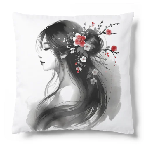 紅と女性 Cushion