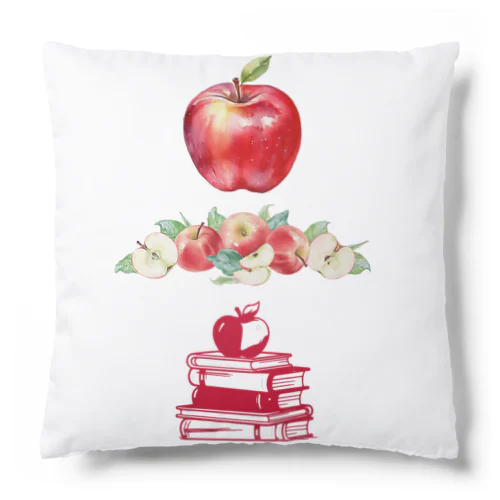 りんごと本　知恵の実 Cushion