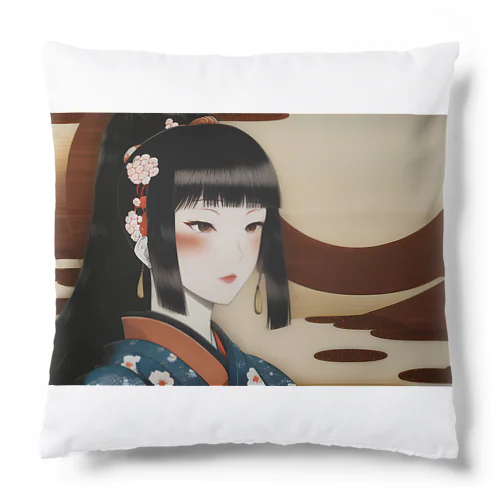 日本の女性が美しく描かれた浮世絵スタイルのイラスト Cushion