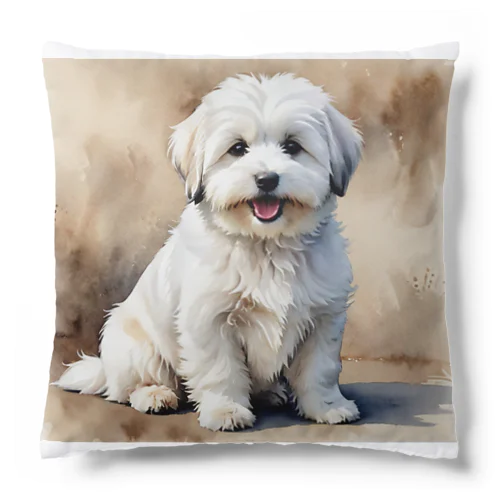 コトン・ド・テュレアール　Coton de Tulear　水彩画風 Cushion