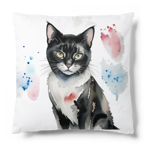 黒猫つゆクッション Cushion