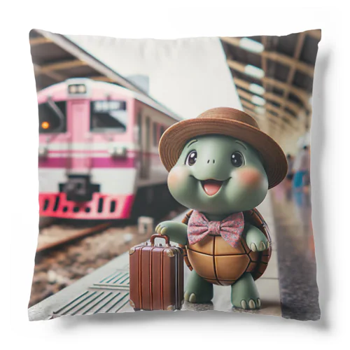 旅行に出かける亀 Cushion