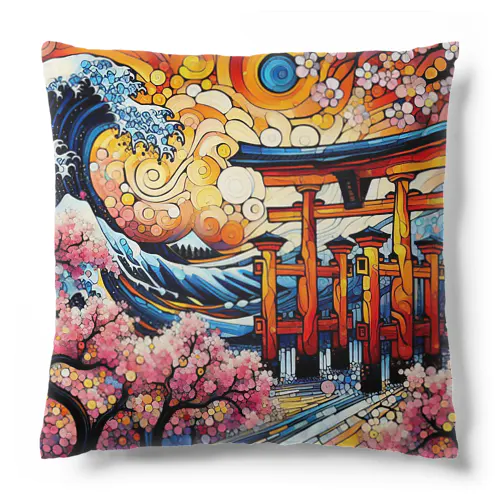 鳥居と桜 Cushion