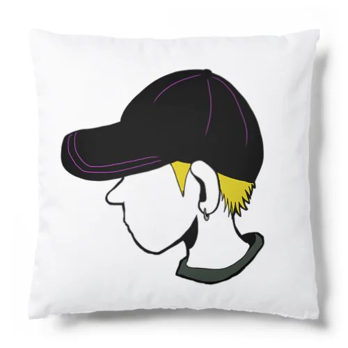 キャップを被った横顔の男性 Cushion