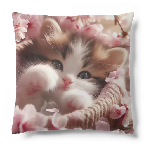 桜と子猫 Cushion