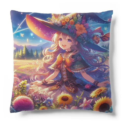 魔法の花畑で、笑顔が魅力的な美しい魔女があなたを待っています✨ Cushion