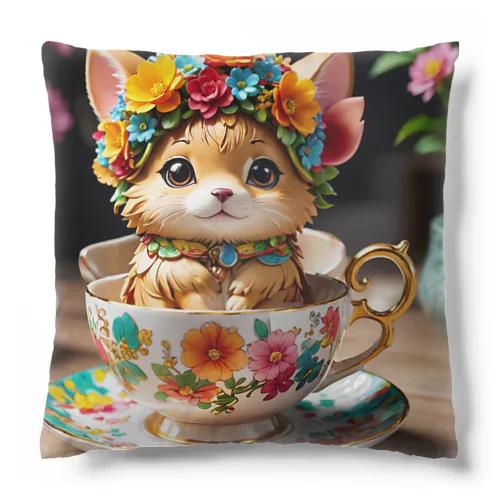 お花猫 Cushion