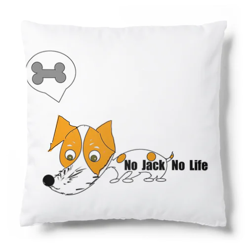 ジャックラッセル　No Jack No Life Cushion