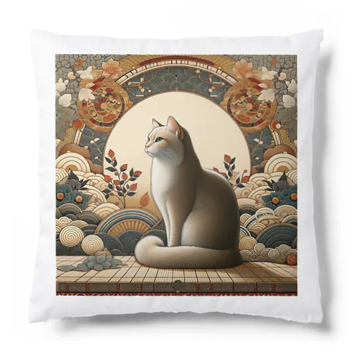 和紋様 x 猫　和の静寂 Cushion