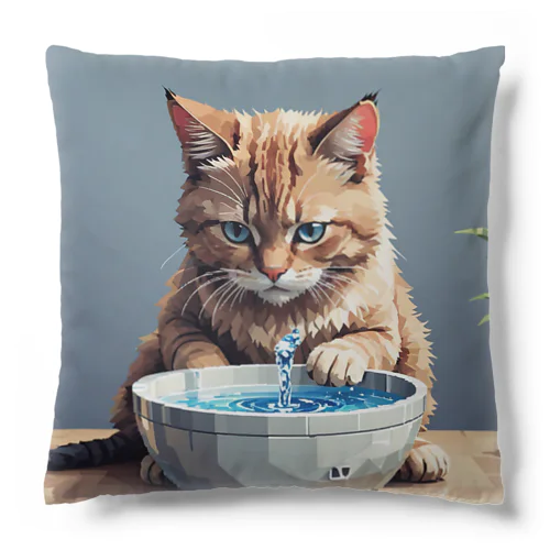 水を飲んでいる猫 Cushion