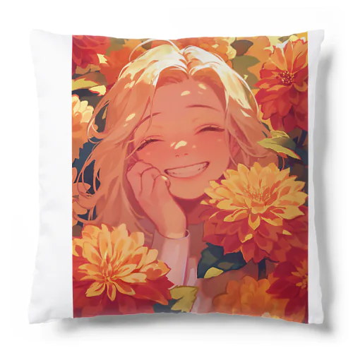 ダリアの花の中の笑顔　なでしこ1478 Cushion