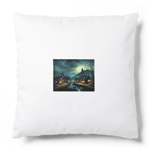 夜に輝く美しい村の光景 Cushion