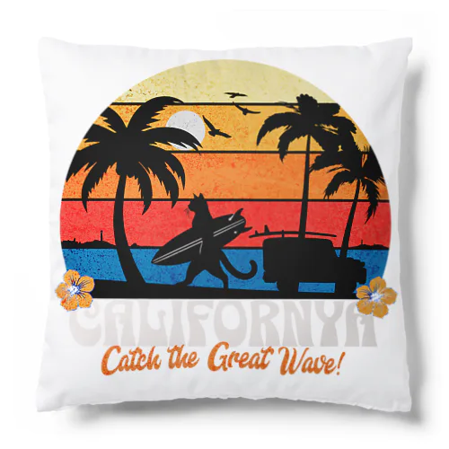 カリフォルニャ　サーフィン猫 Cushion