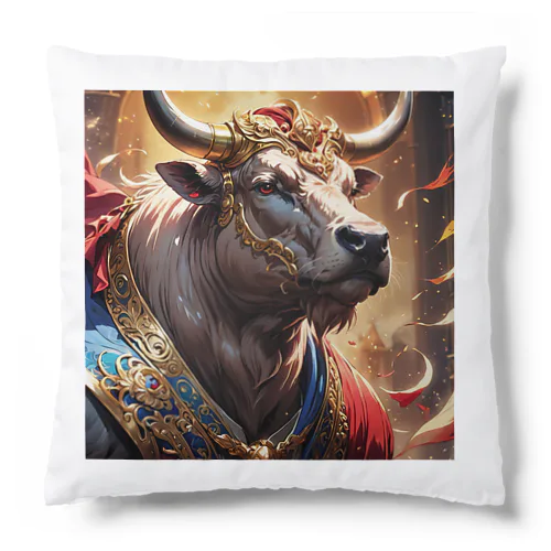 牛の絵　力強く王者のような風格を醸し出しています。 Cushion