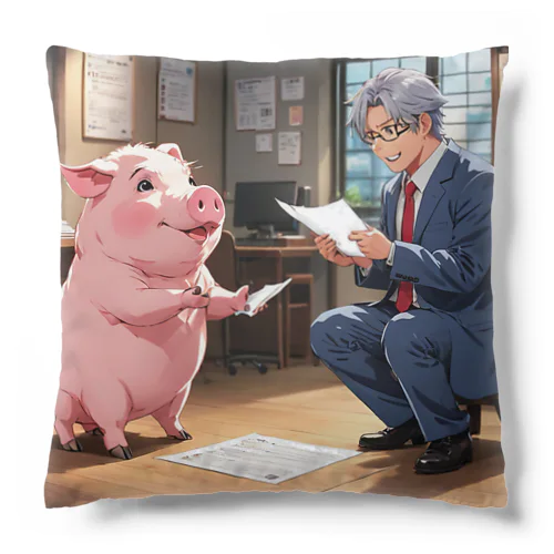 顧客に提案書を送るミニブタ Cushion