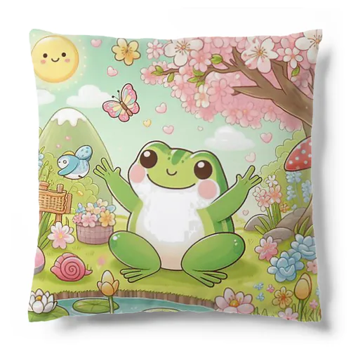 春を感じるぷにぷにカエル Cushion