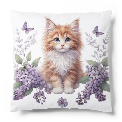 子猫とお花 Cushion