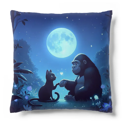 不思議な世界のゴリラと黒猫の友情🎵 Cushion