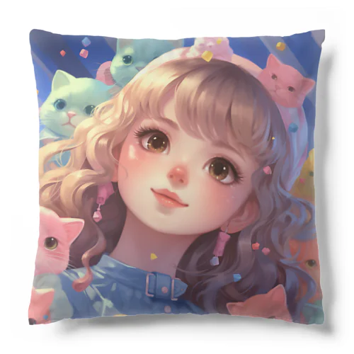 たくさんの猫と女の子 Cushion