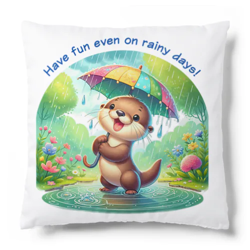 雨の日のお散歩　カワウソくん Cushion