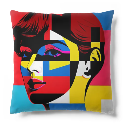 pop art rainbow  woman Cushion