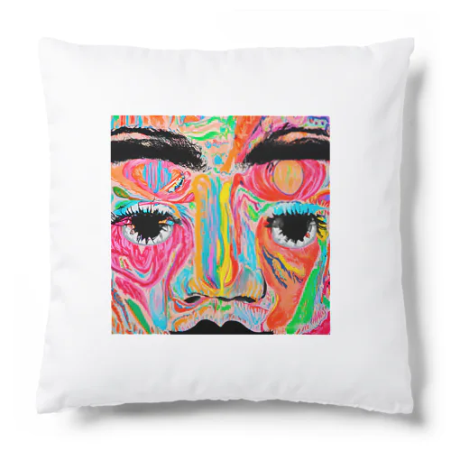 モダンアート　油絵　人物像　カラフル Cushion