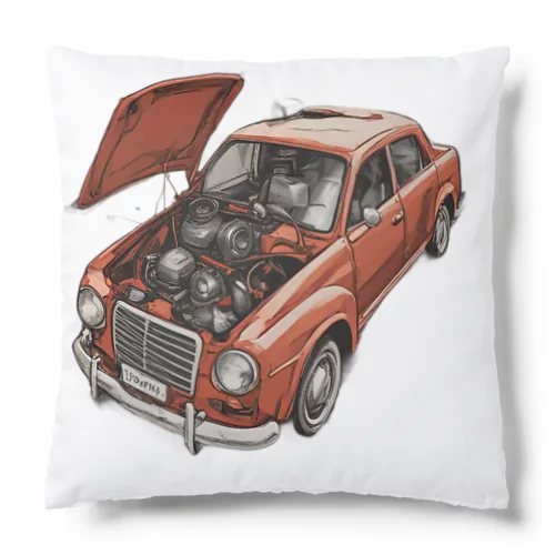 スポーティな赤い車がセンターに駐車。 Cushion