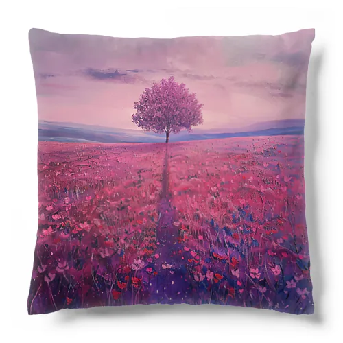 深紅の夕焼けに染まる風景　BLUE PLUM  691 Cushion