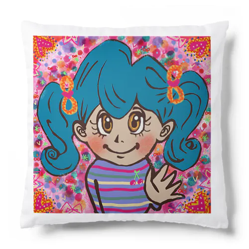 かわいい心　女の子イラスト Cushion